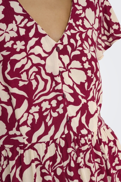 Only bordeaux dames jurk | Kleurstaal