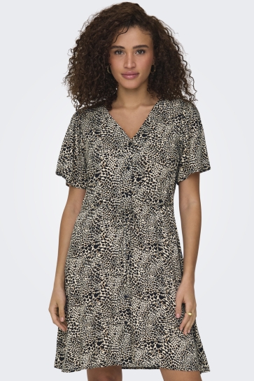 Only onlevida s/s short dress wvn noos Beige