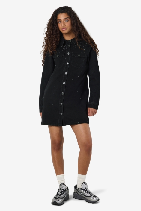 Noisy may zwarte dames jurk | Model vooraanzicht