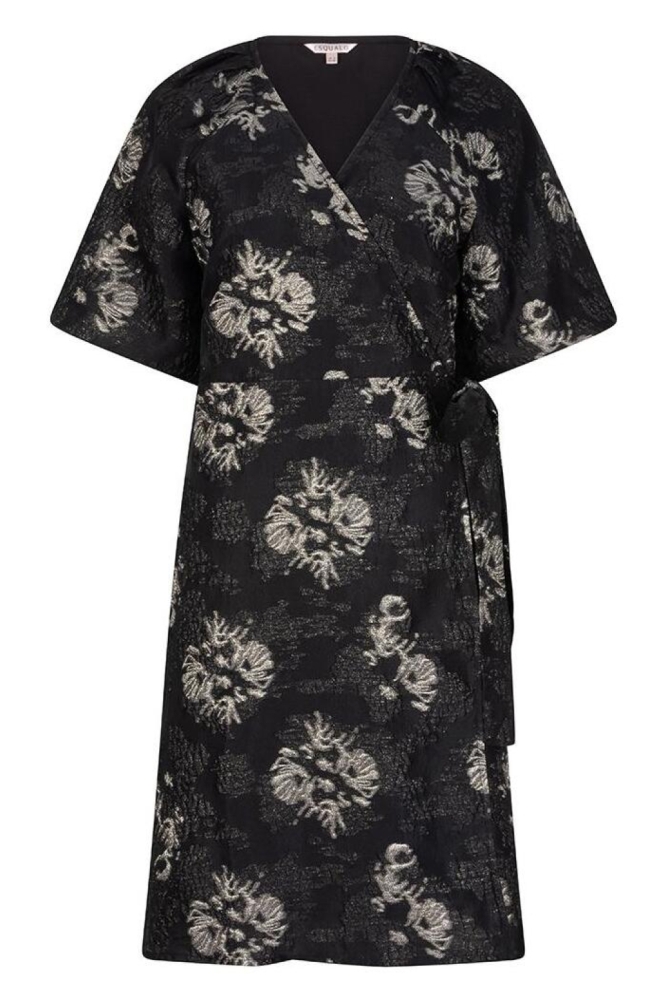 EsQualo zwarte dames jurk | Vooraanzicht