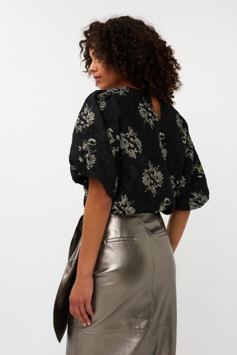 EsQualo zwarte dames t-shirt | Model achteraanzicht