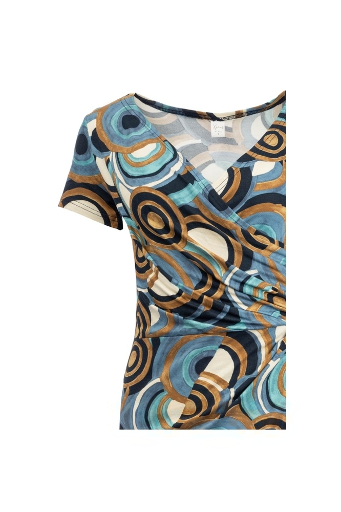 NED blauwe dames jurk | Close up