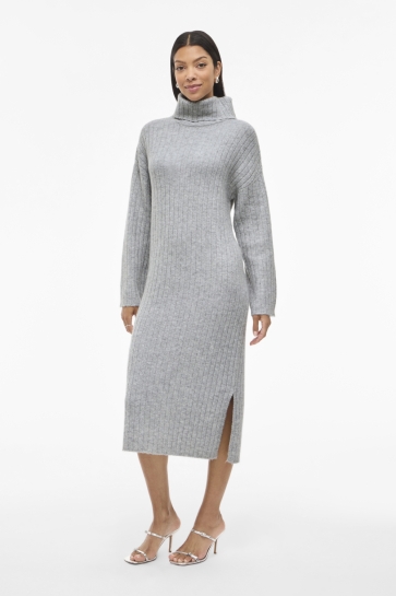 Vila VILASSIA ROLLNECK L/S KNIT DRESS 14106326 Light Grey Melange