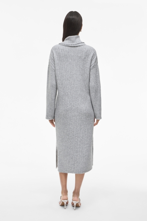 Vila grijze dames jurk | Model achteraanzicht