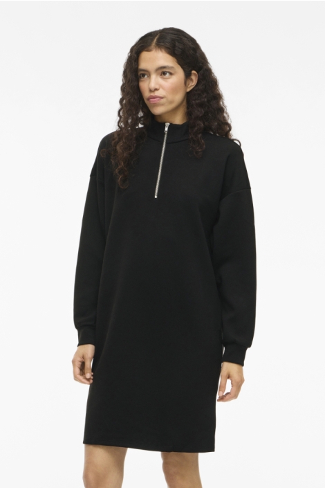 Vila zwarte dames jurk | Model vooraanzicht