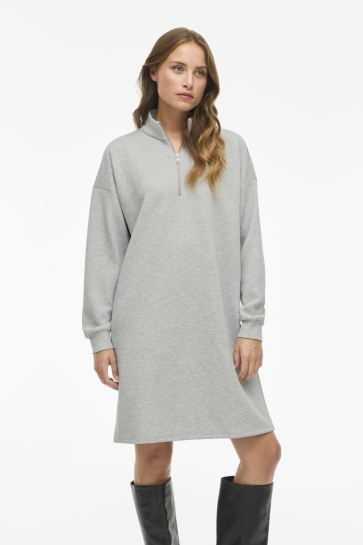 Vila VISANDY L/S HIGH NECK SWEAT DRESS 14107646 Light Grey Melange