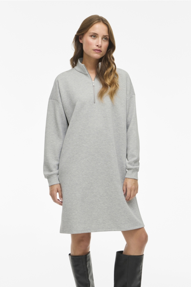 Vila grijze dames jurk | Model vooraanzicht
