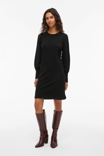 Vila vikerry o-neck knit dress - noos Zwart