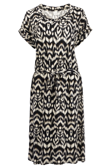 NED Jurk MARY SS MARINE MODERN IKAT TRICOT 25S4 X1685 01 303 marine