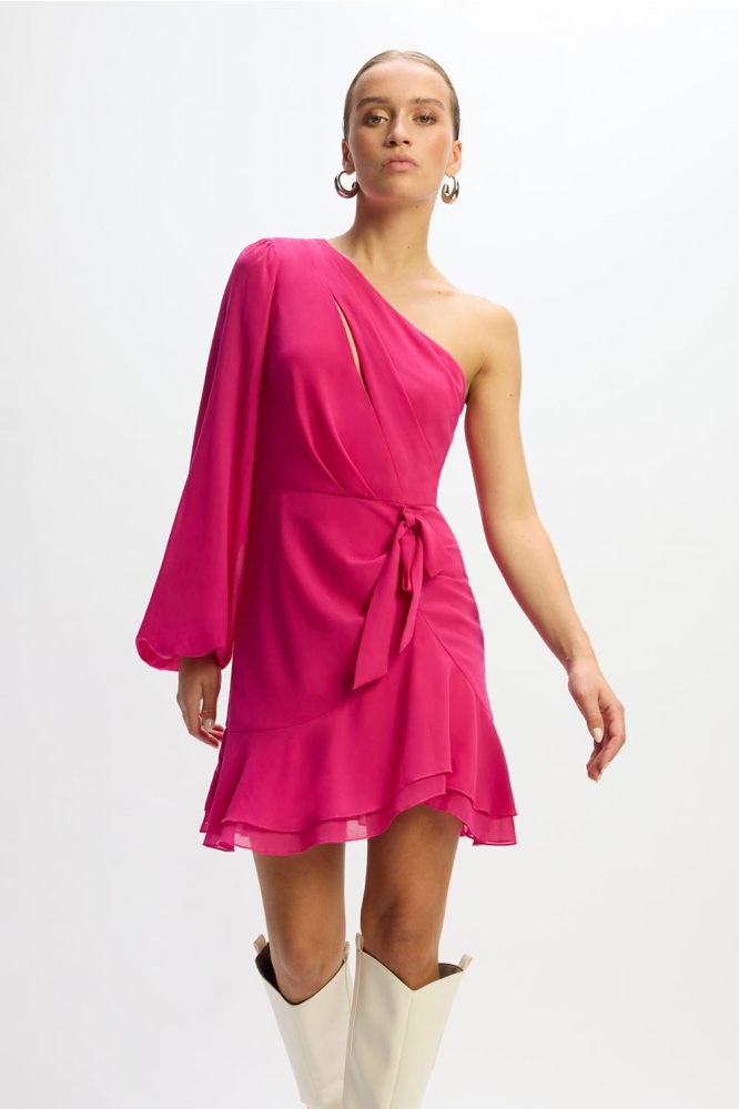 Refined Department roze dames jurk | Model vooraanzicht