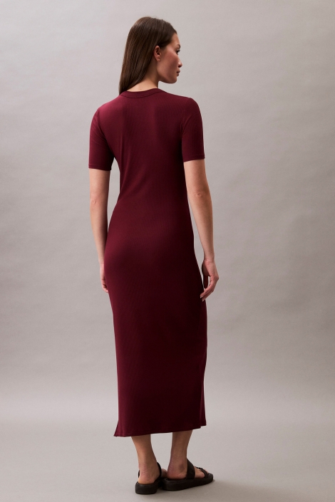 Calvin Klein bordeaux dames jurk | Model achteraanzicht