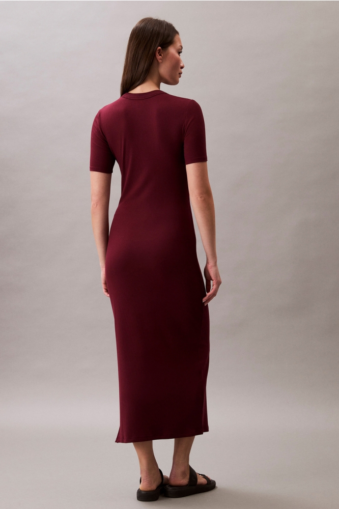 Calvin Klein bordeaux dames jurk | Model achteraanzicht