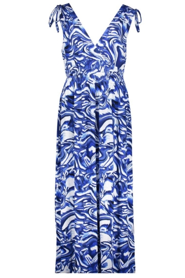 Geisha Jurk MILA JURK MET OVERSLAG EN PRINT 57367 60 000625 BLUE/OFF-WHITE