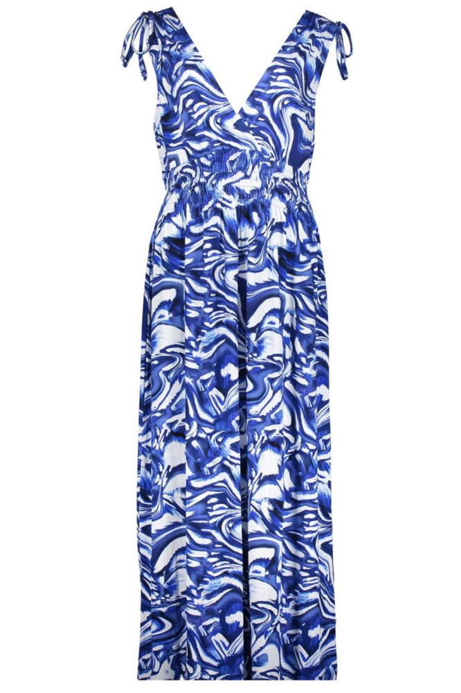 Geisha blauwe dames jurk | Vooraanzicht