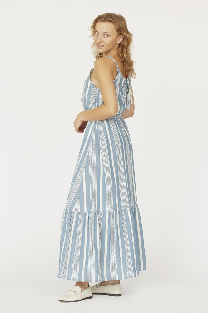 SisterS point blauwe dames jurk | Model zijaanzicht