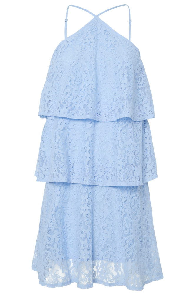 Pieces blauwe dames jurk | Vooraanzicht