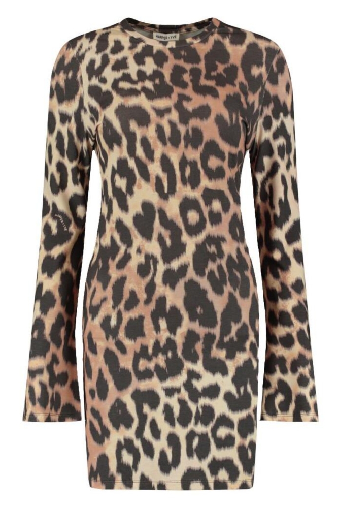 Harper & Yve camel dames jurk | Vooraanzicht