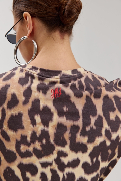 Harper & Yve camel dames jurk | Close up