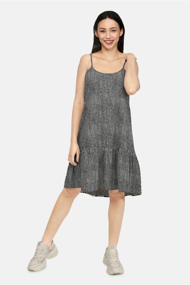 SisterS point blauwe dames jurk | Model vooraanzicht