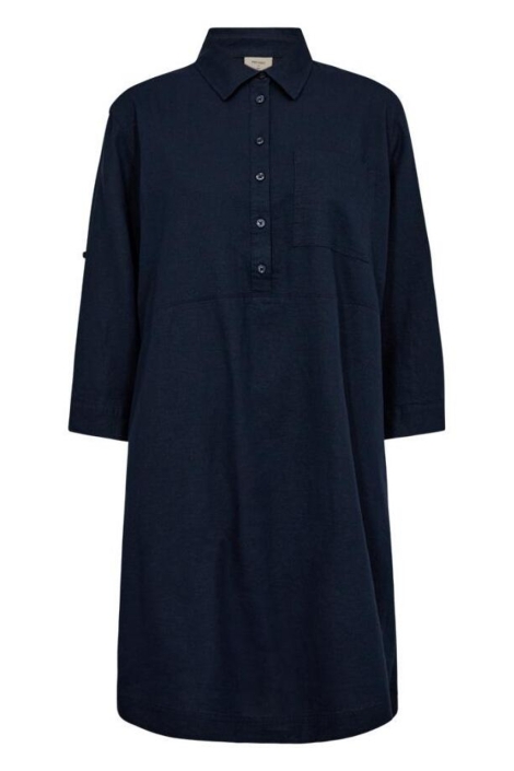 Freequent blauwe dames jurk | Vooraanzicht