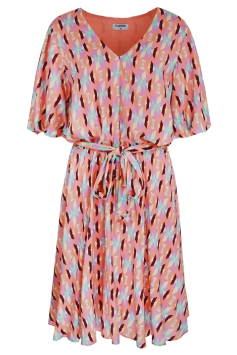 Fluresk roze dames jurk | Vooraanzicht