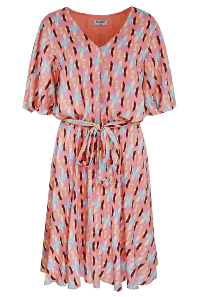 Fluresk roze dames jurk | Vooraanzicht