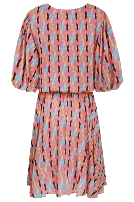 Fluresk roze dames jurk | Achteraanzicht