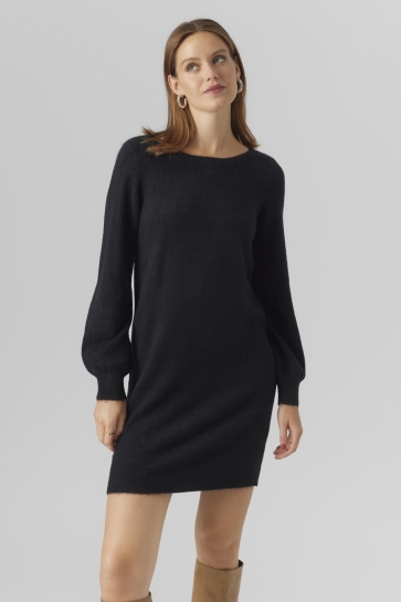 Vero Moda VMLEFILE BALLOON LS BOATNECK DRESS 10296805 BLACK