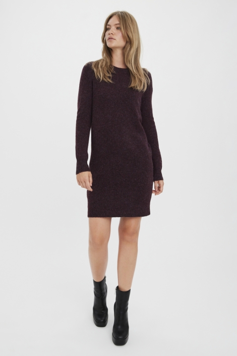 Vero Moda bordeaux dames jurk | Model vooraanzicht
