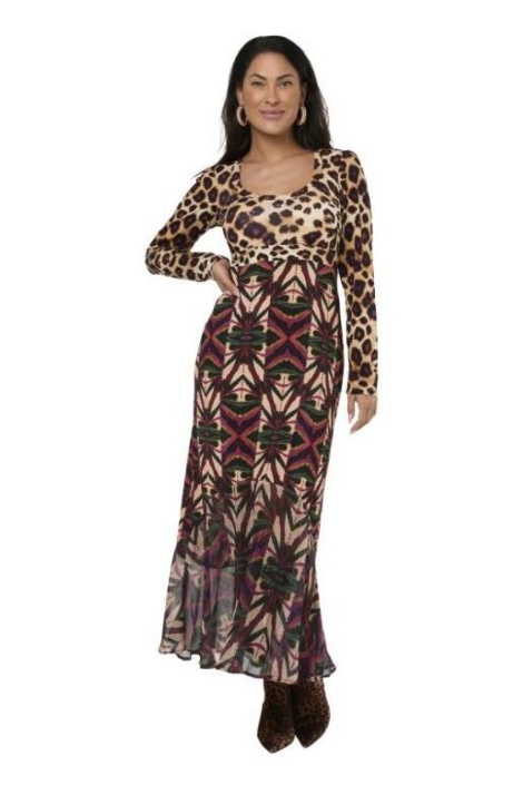 Tessa Koops multi color dames jurk | Model vooraanzicht