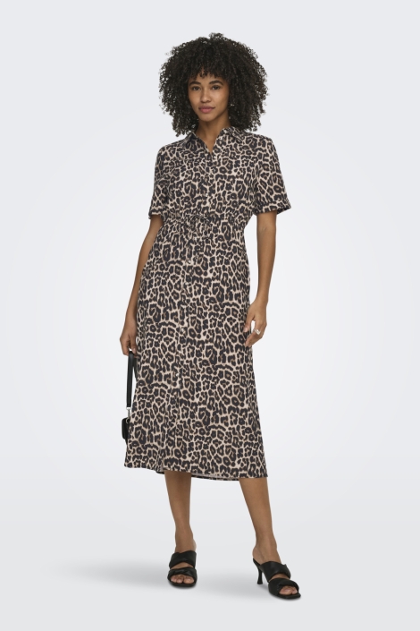 Only camel dames jurk | Model vooraanzicht