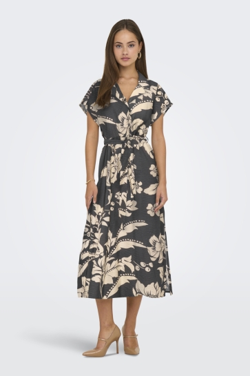 Jacqueline de Yong jdytroya life s/l midi dress wvn di Grijs