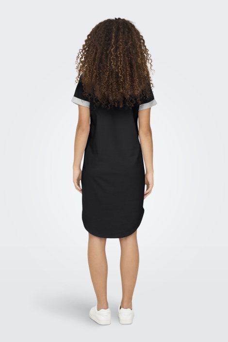 Jacqueline de Yong zwarte dames jurk | Model achteraanzicht