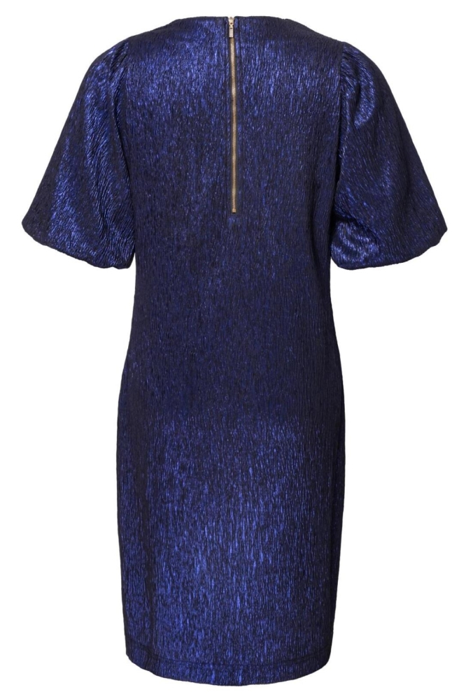 Kimara blauwe dames jurk | Achteraanzicht