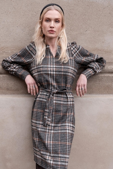 Geisha JURK MET BLOKPATROON 57577 20 GREY/BROWN