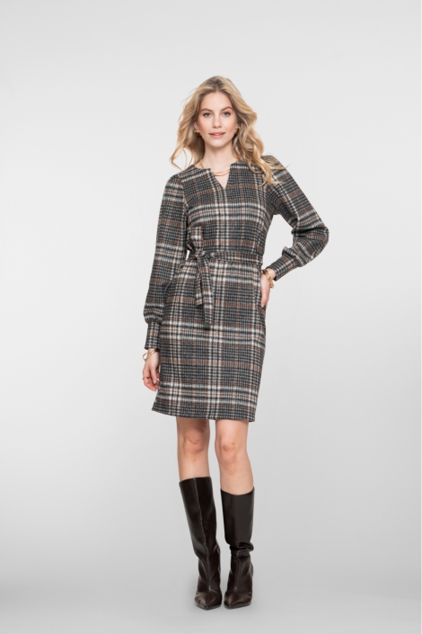 Geisha bruine dames jurk | Model vooraanzicht