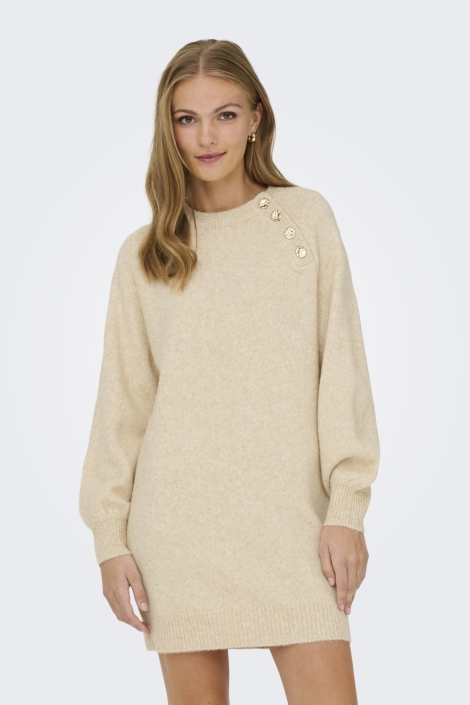 Only beige dames jurk | Model vooraanzicht