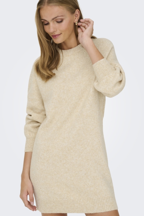 Only beige dames jurk | Model vooraanzicht