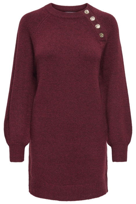 Only bordeaux dames jurk | Model vooraanzicht