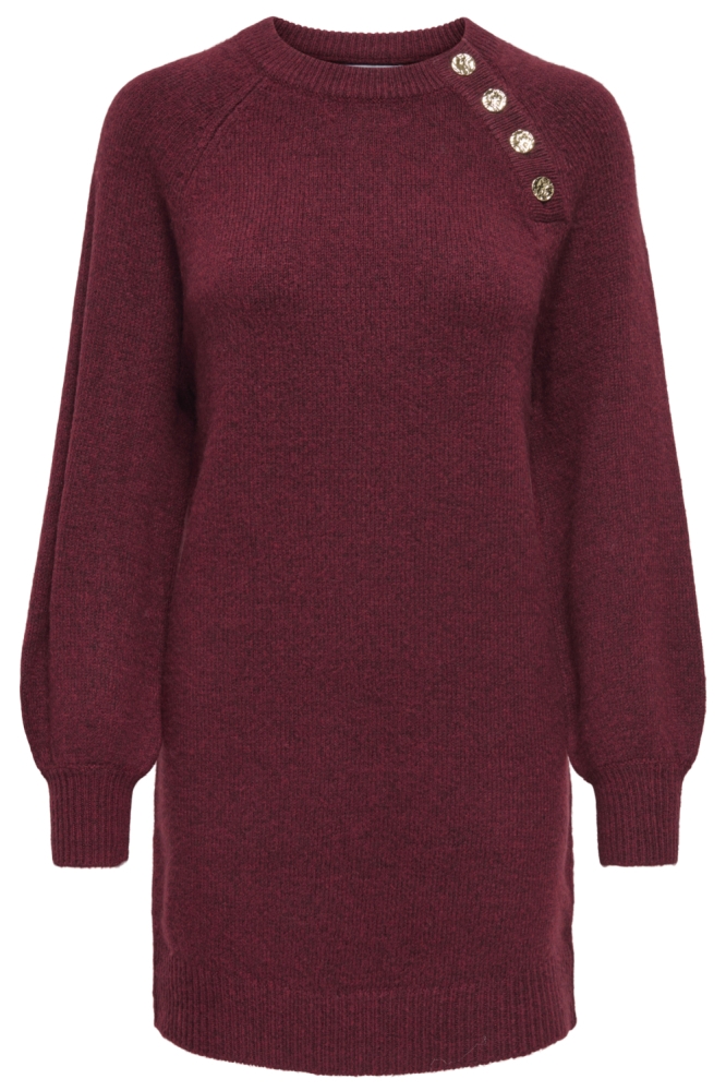 Only bordeaux dames jurk | Model vooraanzicht