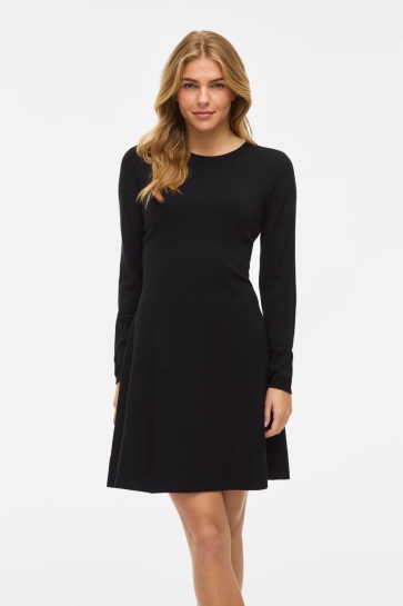 Vila Jurk VICOMFY A-LINE O-NECK KNIT DRESS - 14110971 Black
