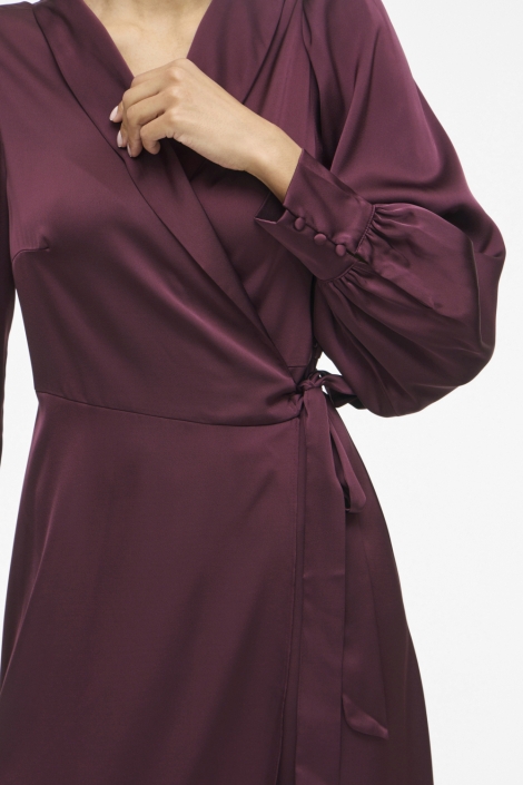 Vila bordeaux dames jurk | Close up