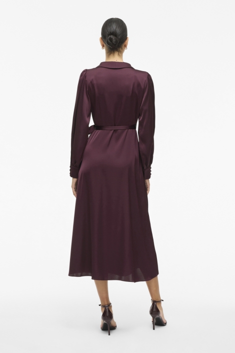 Vila bordeaux dames jurk | Model achteraanzicht