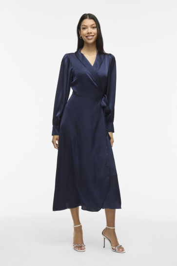 Vila Jurk VIENNA RAVENNA ANKLE WRAP DRESS-NOO 14093784 Navy Blazer