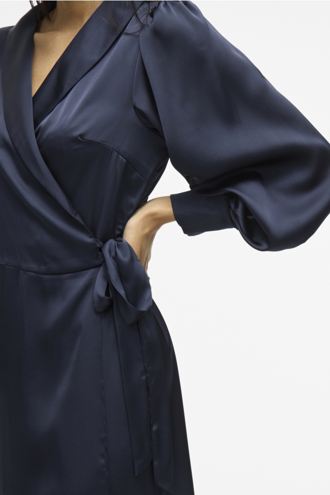 Vila blauwe dames jurk | Close up