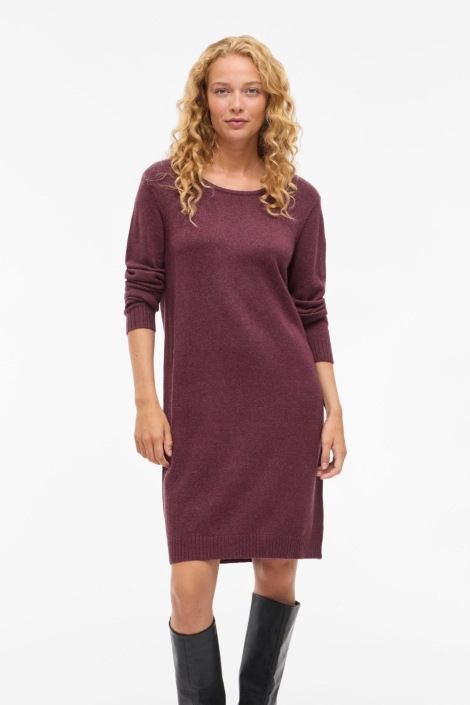Vila bordeaux dames jurk | Model vooraanzicht
