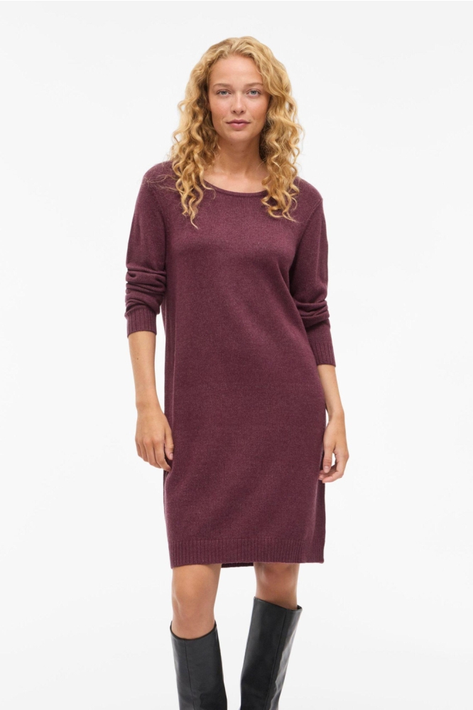 Vila bordeaux dames jurk | Model vooraanzicht