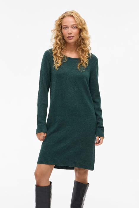 Vila groene dames jurk | Model vooraanzicht