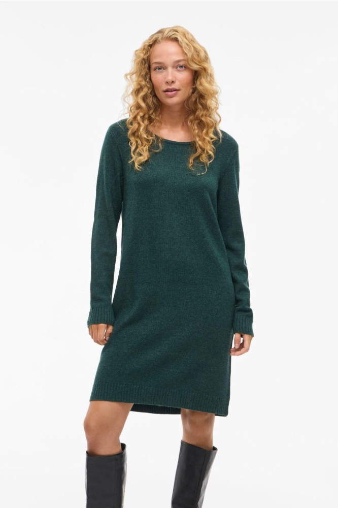 Vila groene dames jurk | Model vooraanzicht