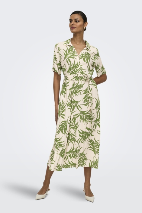 Jacqueline de Yong beige dames jurk | Model vooraanzicht